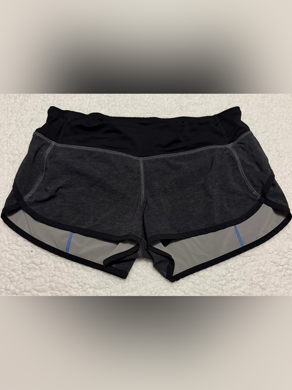 Lululemon Women's Speed Up Shorts Black Gray Blue Zip Pocket Stretch
